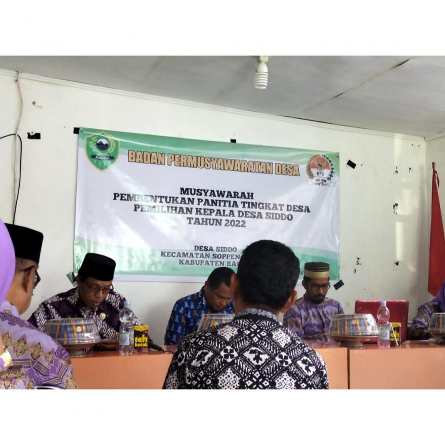 MUSYAWARAH PEMBENTUKAN PANITIA TINGKAT DESA PEMILIHAN KEPALA DESA SIDDO BERLANGSUNG DENGAN BAIK
