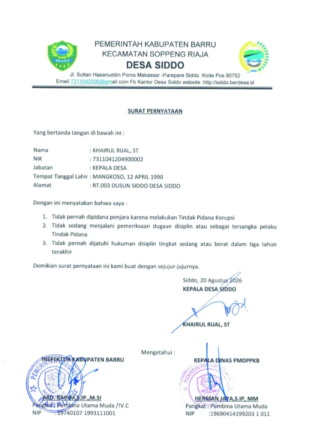 Pernyataan Tidak Pernah Terjerat Tindak Pindana Korupsi